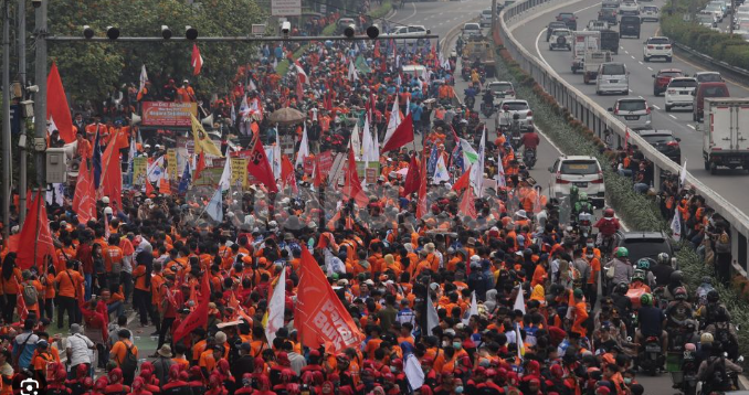 Demo hari ini di Jakarta di depan Gedung DPR