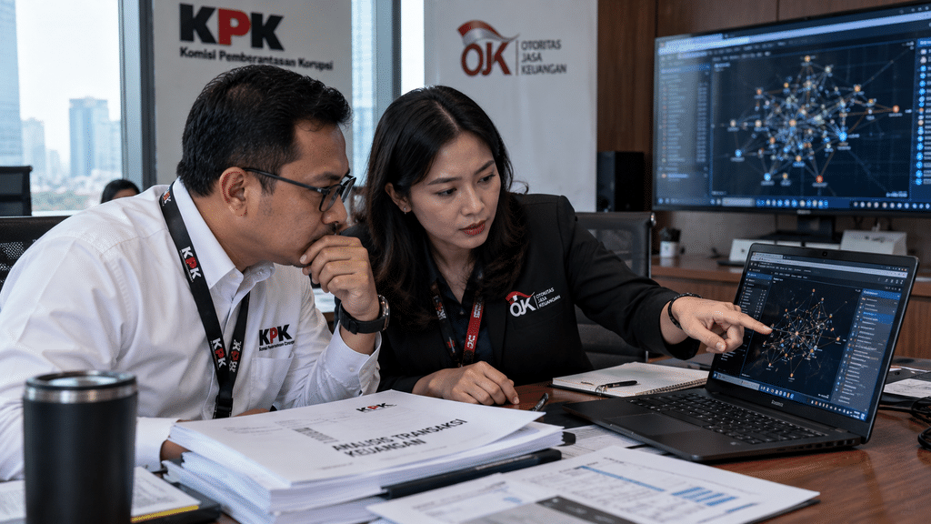 Wartawan hukum kriminal melakukan doorstop interview dengan juru bicara KPK untuk menanyakan status Kepala BNPB dalam kasus ini.